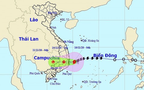 Bão số 12 đang áp sát vùng biển từ Bình Định đến Ninh Thuận